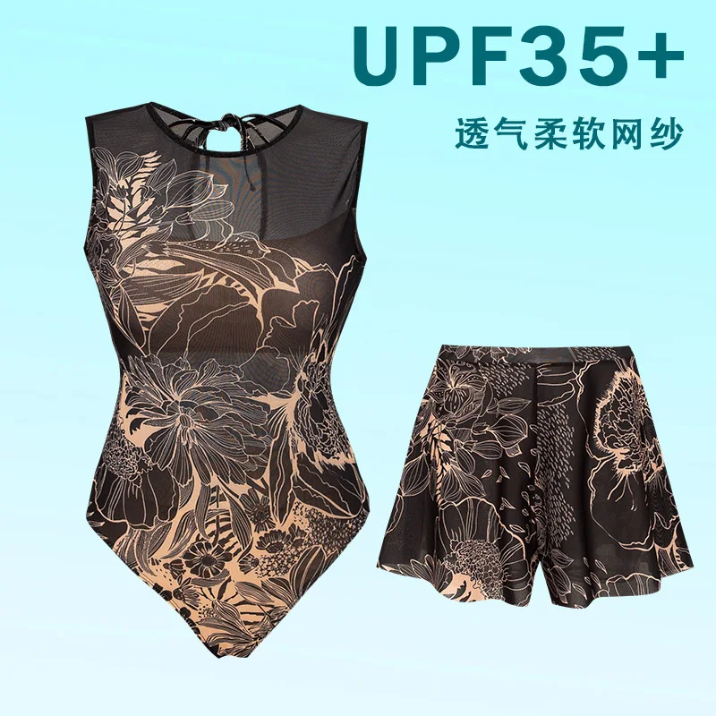 One Piece Swimsuit High Quality Swimwear Printed Push Up Monokini Summer Sleeveless Bathing Suit Tropical Bodysuit with Shorts