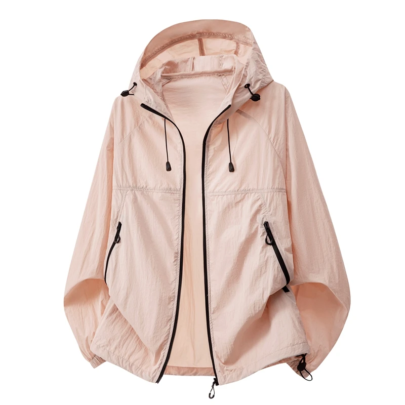 2026 Women Jacket Summer UPF Quick-dry hooded Light Thin Y2K Hip Coats Windbreaker Woman Hooded Coat veste femme Jackets Clothes