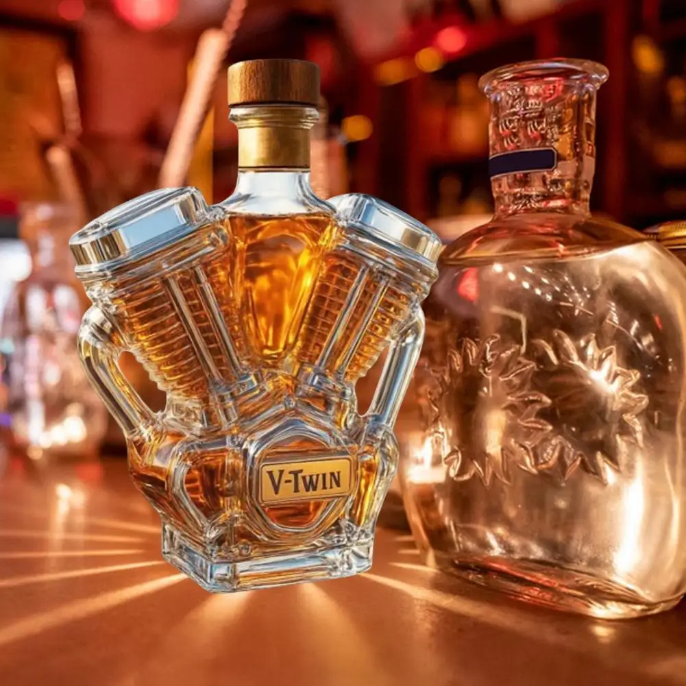 Whiskey Bottle Motorcycle Engine Wine Bottle V-twin Engine Whiskey Bottle Handmade Motorcycle Engine Decanter for Whiskey