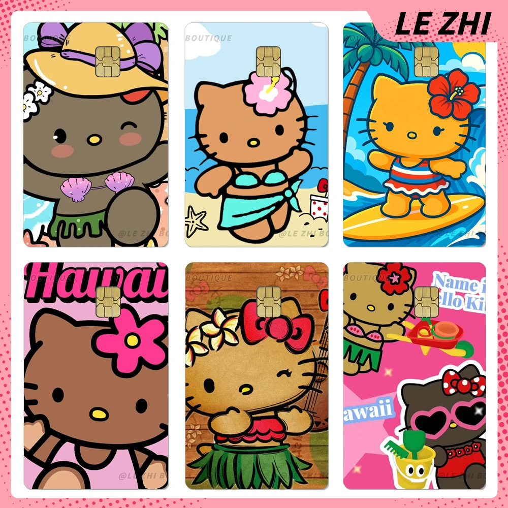 Cartoon Anime Credit Card Bank Bus Waterproof Film Cover Sticker Black Skin Hello Kitty Shining Rainbow Love Party Sticker