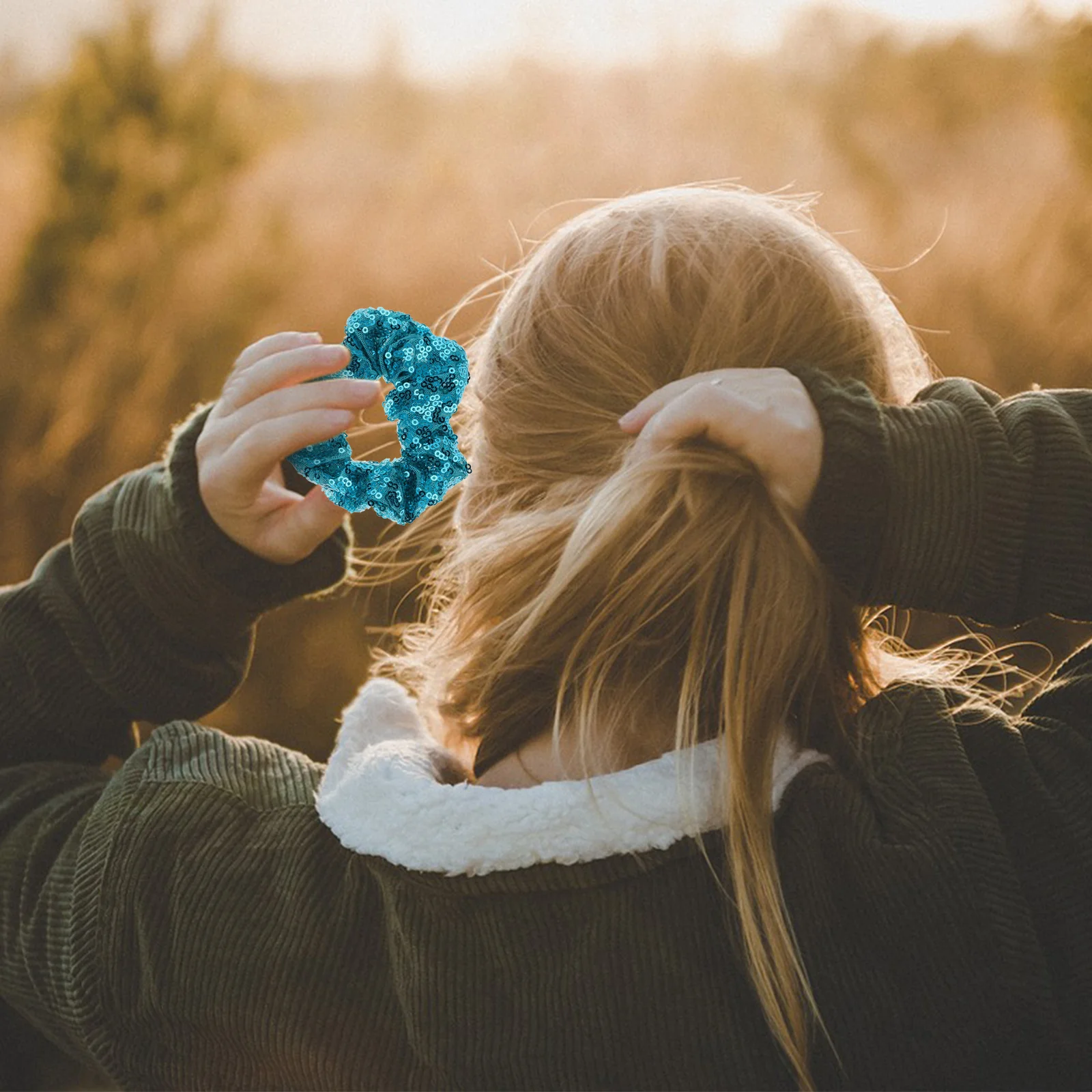 

5Pcs Colorful Fluorescent Hair Ties with Sequins Shine Elastic Hair Rope for Girls Stylish Daily Wear Headband Accessories