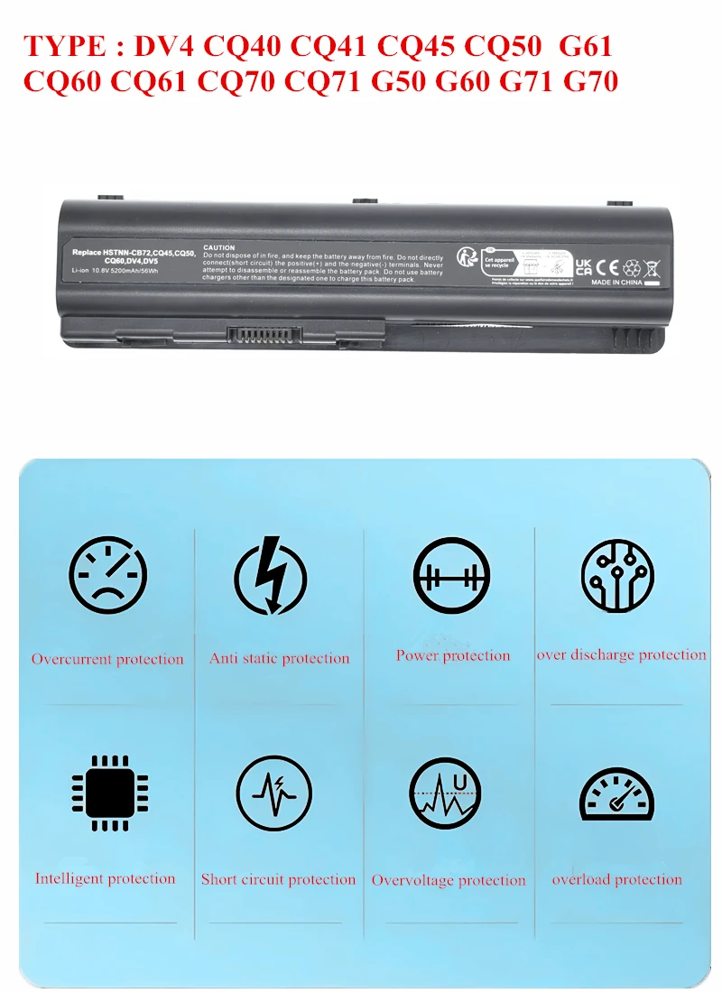 Laptop Battery For HP G50 G60 G61 G70 G71 HDX X16-1000 HDXX16-1100 HDX X16-1200 DV4-1000 DV4-1100 DV4-1200