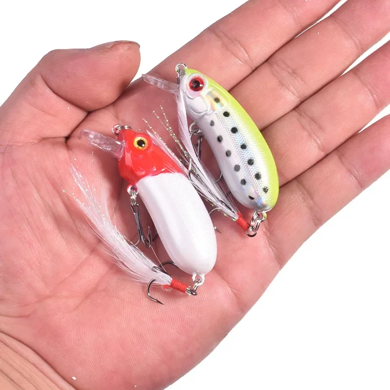 1 Pc Sinking Minnow Fishing Lure 6cm 10g Plastic Wobblers Artificial Hard Bait with 8# Feather Hooks for Pike Bass Crankbaits