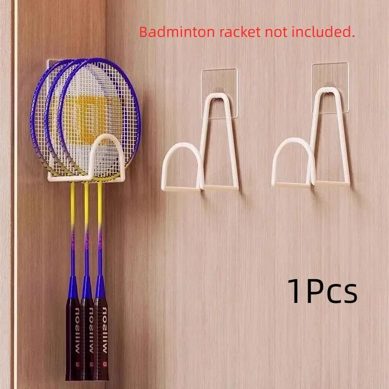 Tennis Badminton Racket Wall Display No Drill Adhesive Mounted Storage Shelf for Garage Gym Sports Gear