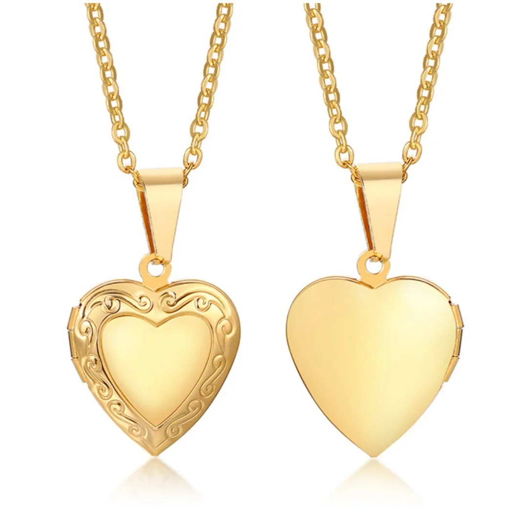 Herz-Anhänger, zu öffnender Fotorahmen, Edelstahl, Schmuck, Halsketten für Frauen, Familie, Liebe, Freundin, Valentinstag, Geschenk – Detail 3