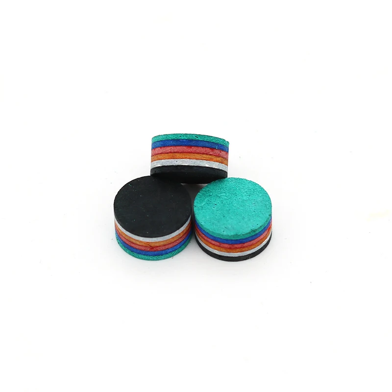 Puntas de taco de billar, bolsa de 10 piezas, 14mm, negro, blanco, verde, cuero de cerdo, Carom