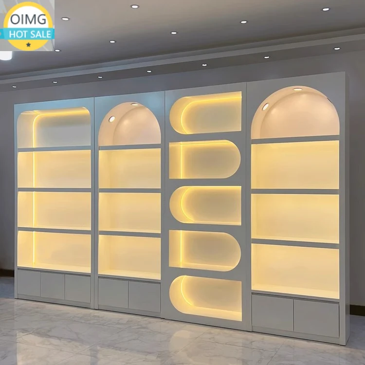 Custom Modern Luxury Cosmetic Display Cabinet Eco-Friendly Design for Beauty Salon & Nail Spa