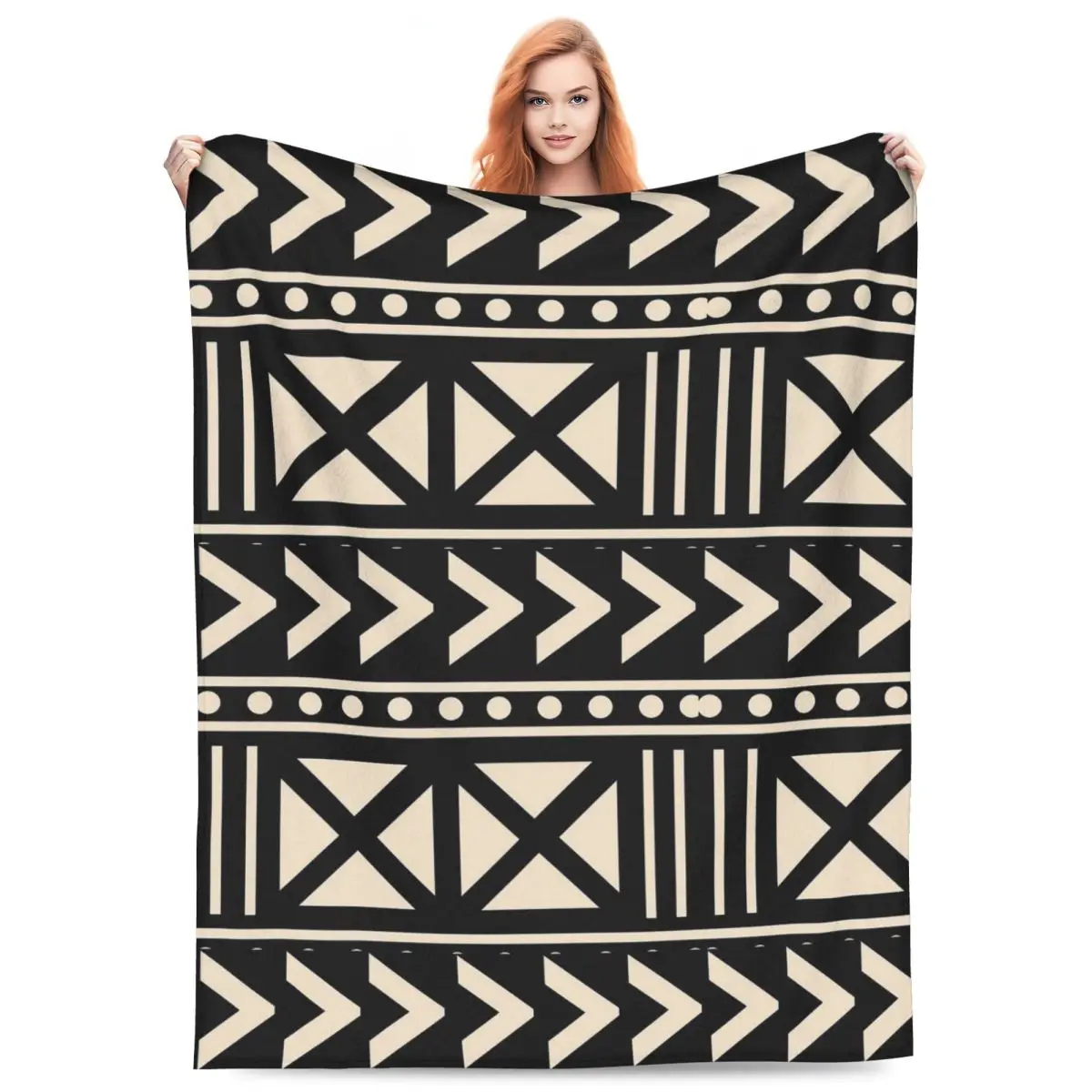 

African Mud Cloth Black And White Trending Blanket Fleece Sofa Throw Blankets for Home Bedroom Outdoor Throws Bedspread Quilt