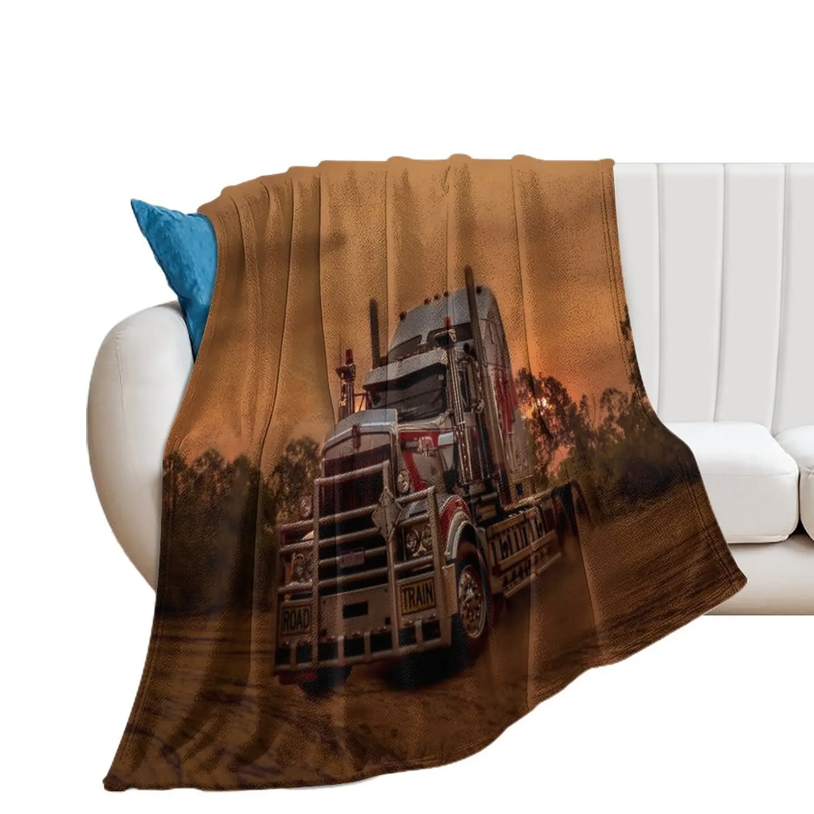 

Prime Mover Kenworth truck at Sunset Throw Blanket Blankets For Bed Bed Heavy Plaid on the sofa Blankets