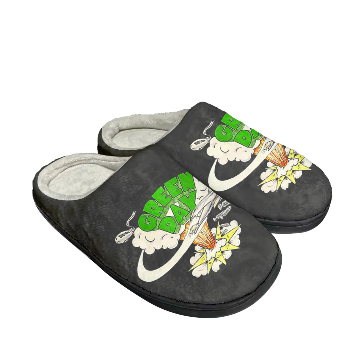 Groene Dag Pop Rock Band Home Katoen Custom Slippers Heren Dames Sandalen Pluche Slaapkamer Casual Houden Warme Schoen Thermische Slipper