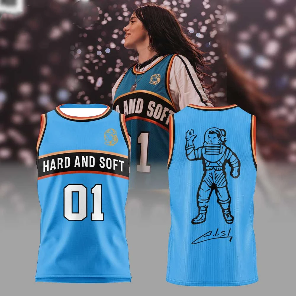 New Family Matching 2026 Billie Eilish "Hard and Soft" Themed Sleeveless Basketball Jersey Breathable Casual Streetwear Fans Tee