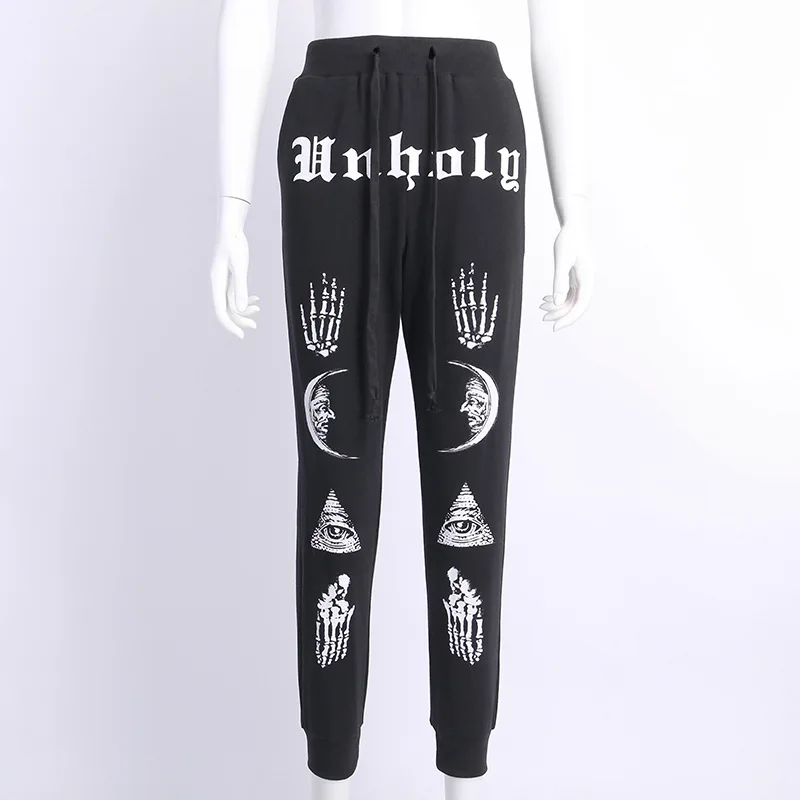 2019 Punk Grunge Gothic pant Harajuku Pentagram pant  Long Sleeve Autumn Hollow Out Patchwork trouser  Vintage