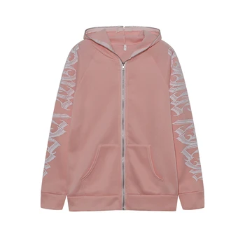 Women's Monogram Print Zip-Up Hoodie Sweater 5 Fashion Women's Monochrome Monogrammed Kepeng Hoodie Long-Sleeved Sweater Autumn New Europe And the United States Style 5