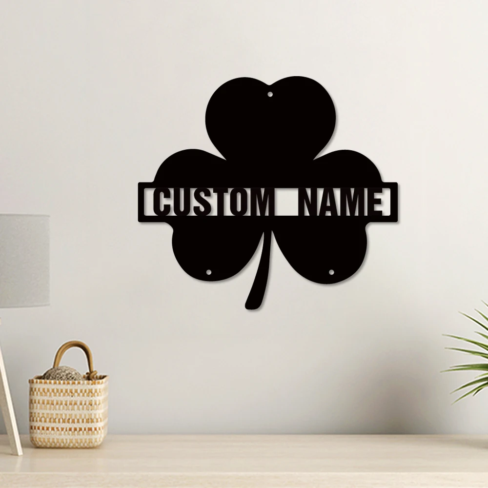 

1pc beauty clover Customized Text Tin Wall Signs Metal Wall Plaque For Home Decor