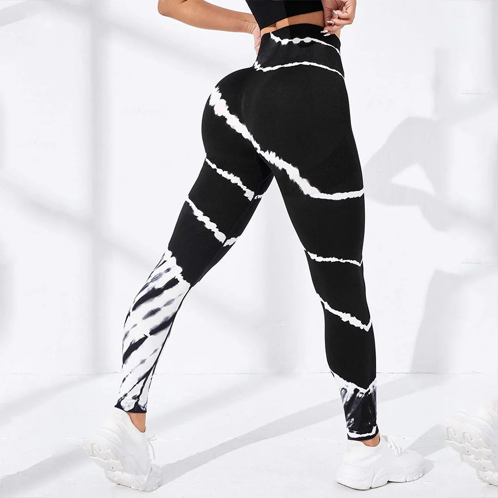 Leggings sem costura Tie Dye para mulheres, Sexy Fitness Pants, Gym Legging, Push Up, Cintura alta, Calças Esportivas