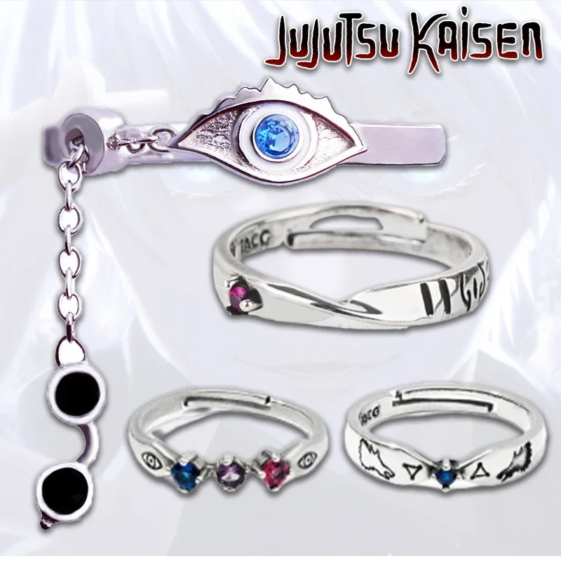 Кольца в стиле аниме juютсу Kaisen Gojo Satoru, открытое регулируемое кольцо Itadori Yuji Megumi, металлические позолоченные кольца, поклонники, подарки, Декор
