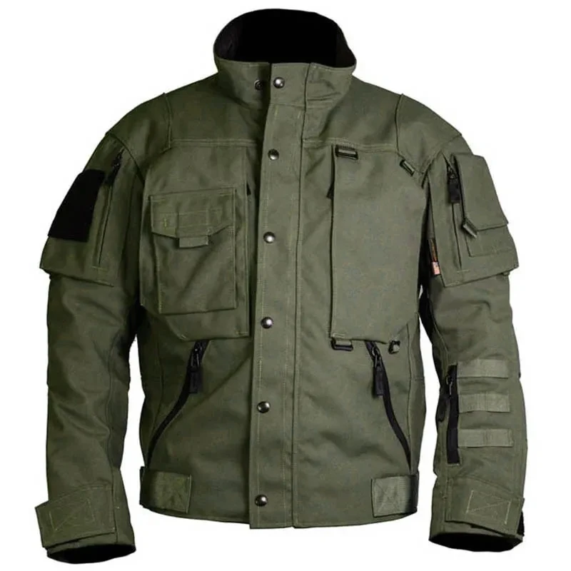 Tactical Military Jacket Mens Casual Multi Pocket Scratch-resistant Cargo Jackets Male Outdoor Hunting Combat Army Police Coats