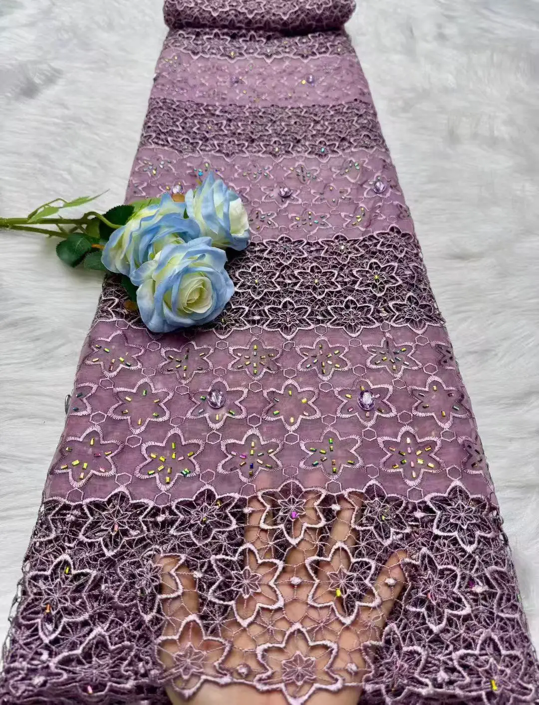 مطرز الأفريقي أقمشة الدانتيل جودة عالية 2025 النيجيري جبر الحبل الدانتيل التطريز صافي الدانتيل السويسري الفوال الدانتيل لفستان الزفاف #2