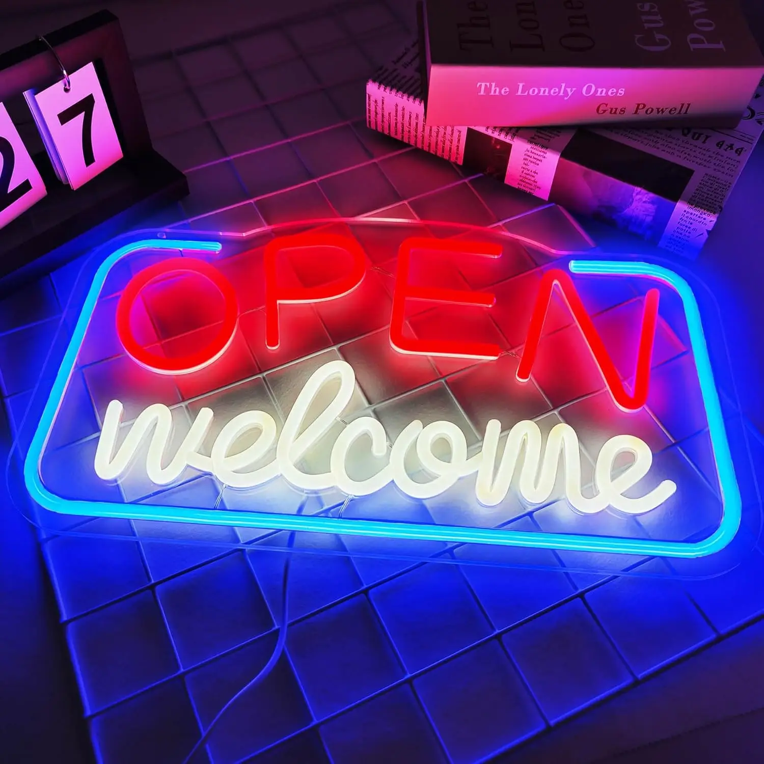 Open Welcome Neon Signs for Business USB Dimmable Neon Light for Window Resturant Bar Coffee Salon Store Decoration Gift