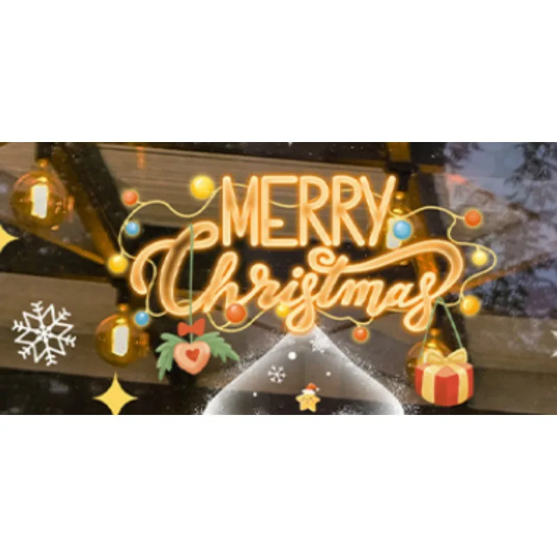 2026 Cartoon Cat Dog Animal Christmas Tree Static Window Cling Decals for Home Kids Room New Year Holiday Decorations