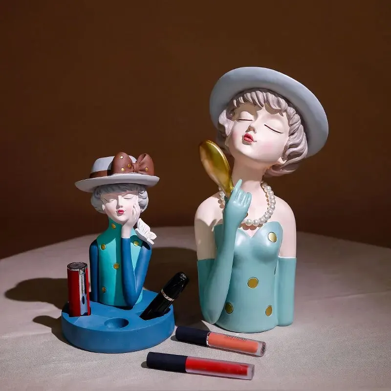 

Nordic bow hat girl decoration creative living room TV cabinet decoration girl room dressing table lipstick storage figurines