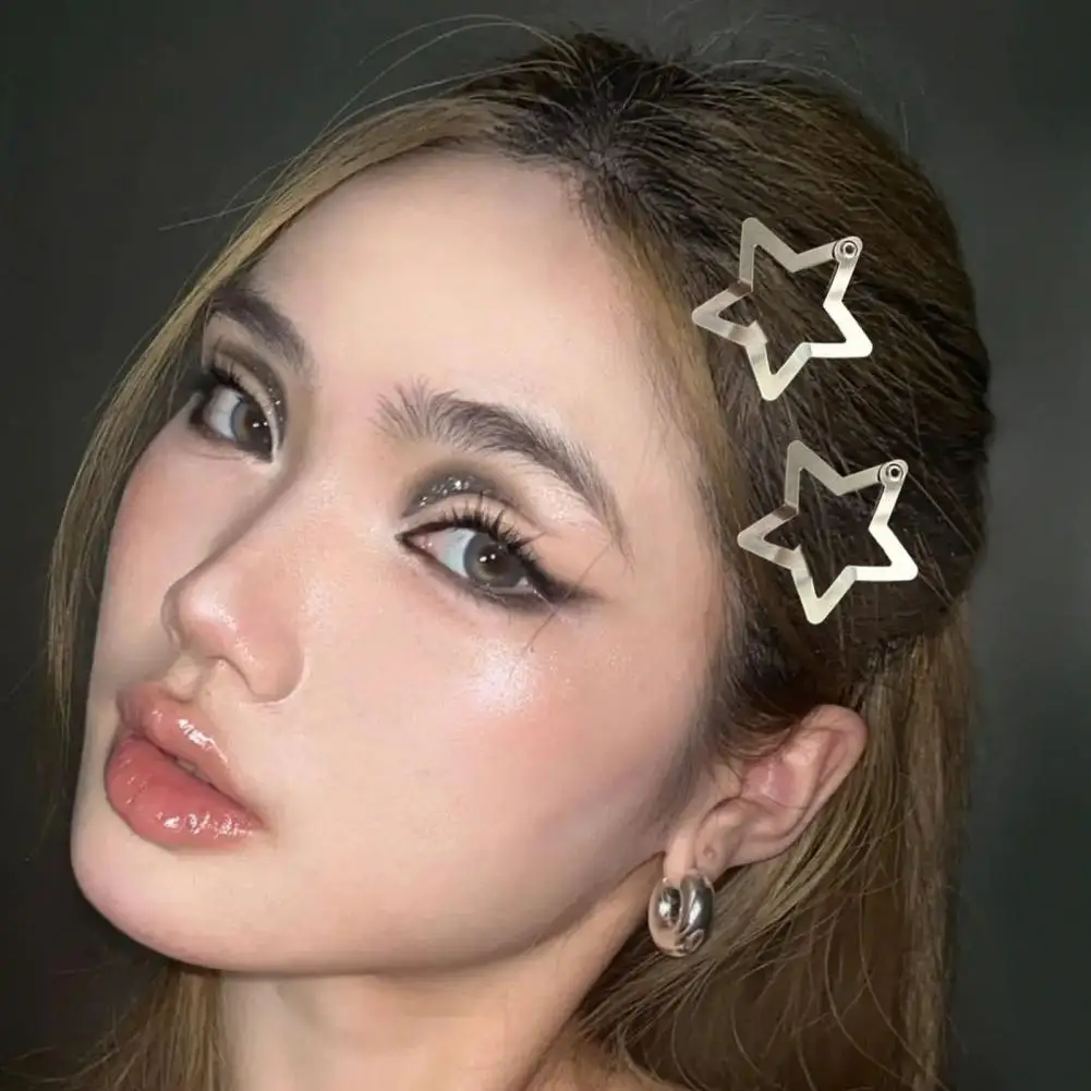 Women Star Hair Clip Star Shape Hair Clips Set for Girls Women Non-slip Barrettes Silver Color Metal Alloy Hair Accessories Kit