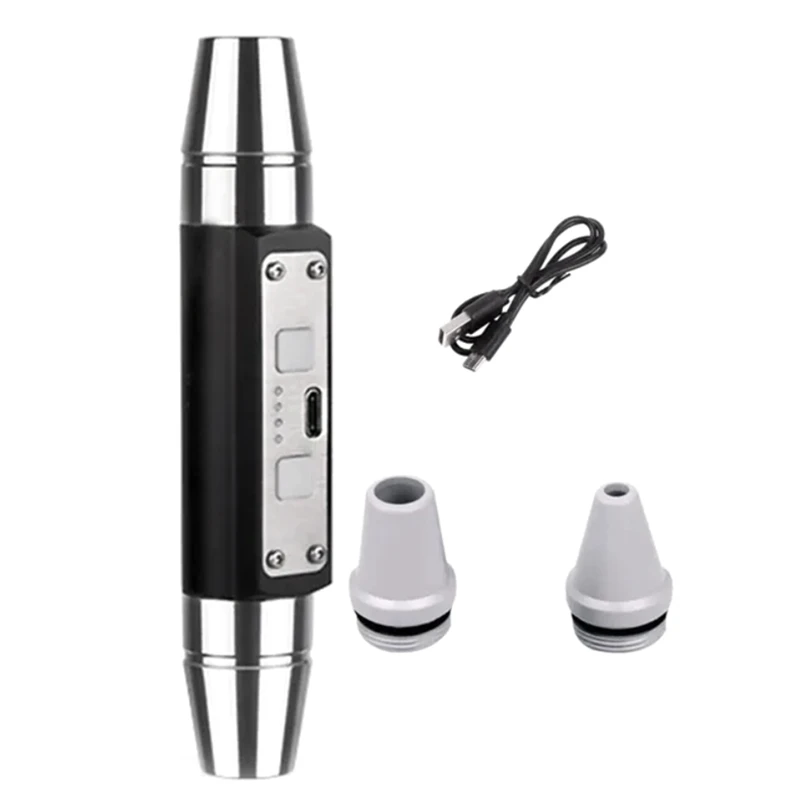 Double Head Jade Flashlight 6 Light Source USB Direct Charging Identification Jewelry Jade Fluorescent Lamp Black-A14G