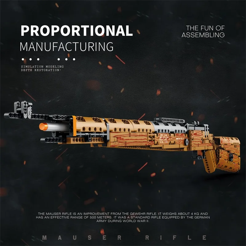 951pcs WW2 98K Sniper Rifle Building Blocks MOC Combat Creative Technical Assembly Model Kit Birthday Christmas Halloween gifts