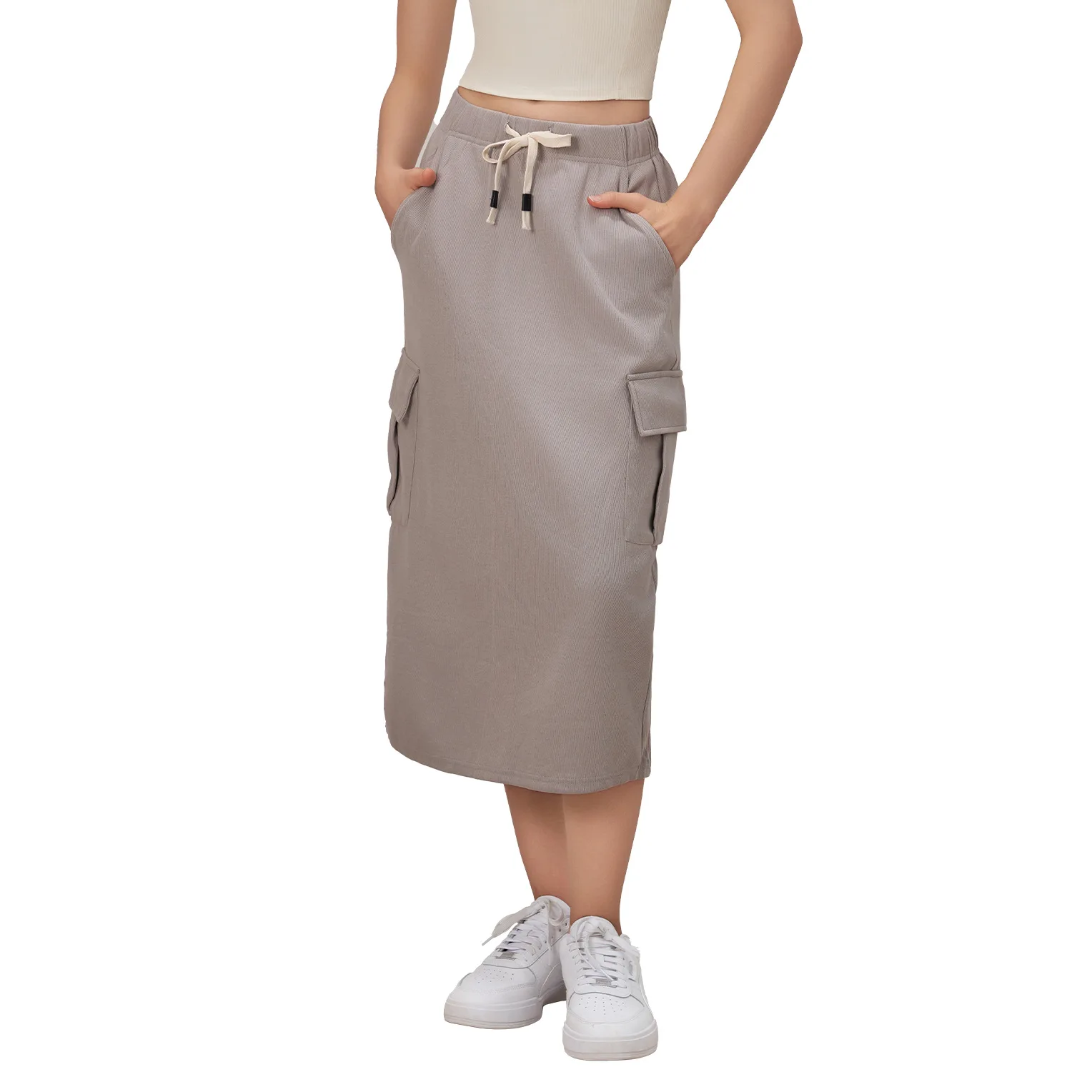 

Mermaid Curve Workwear Skirt Women's 2024 Spring and Autumn New Drawstring Casual Fashion Hip Skirt Mid-length Half-length Skirt