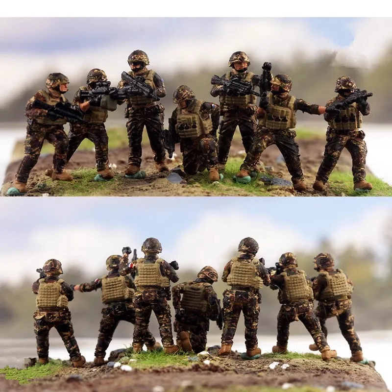 1/72 Scale 7Pcs Modern French Army Soldiers Action Figures Model DIY Scene Accessory Collection Display Toys Dolls Gift Fans