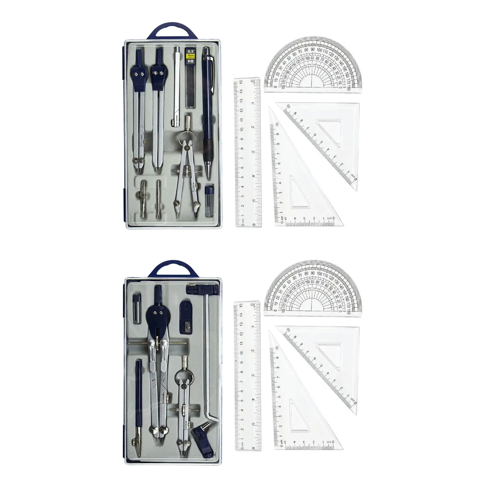 Geometry Set Professional Essential Geometry Tools Drafting Tools Math Protractor Kit Rulers for Students with Storage Case