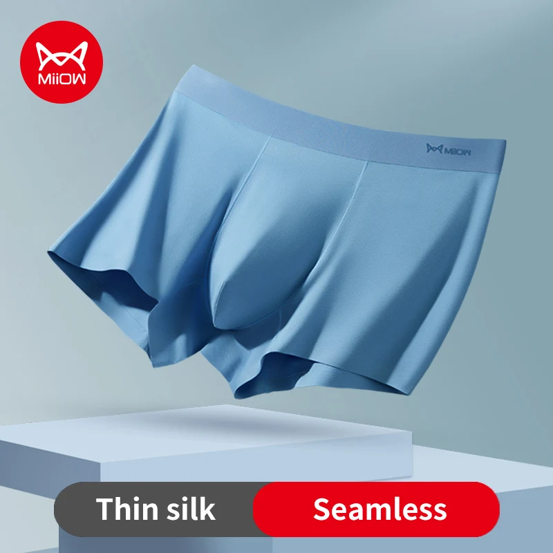 MiiOW 3pcs 50S Modal Natural Silk Men\'s Underwear Boxershorts 5A Antibacterial Man Panties Soft Seamless Men Underpants Boxers