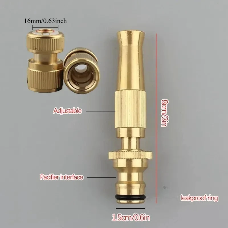 1Set Quickconnect Design Household High-Pressure Water Gun Adjustable Aluminum Alloy Direct Jet Gun Suitable For Car Washing Gar