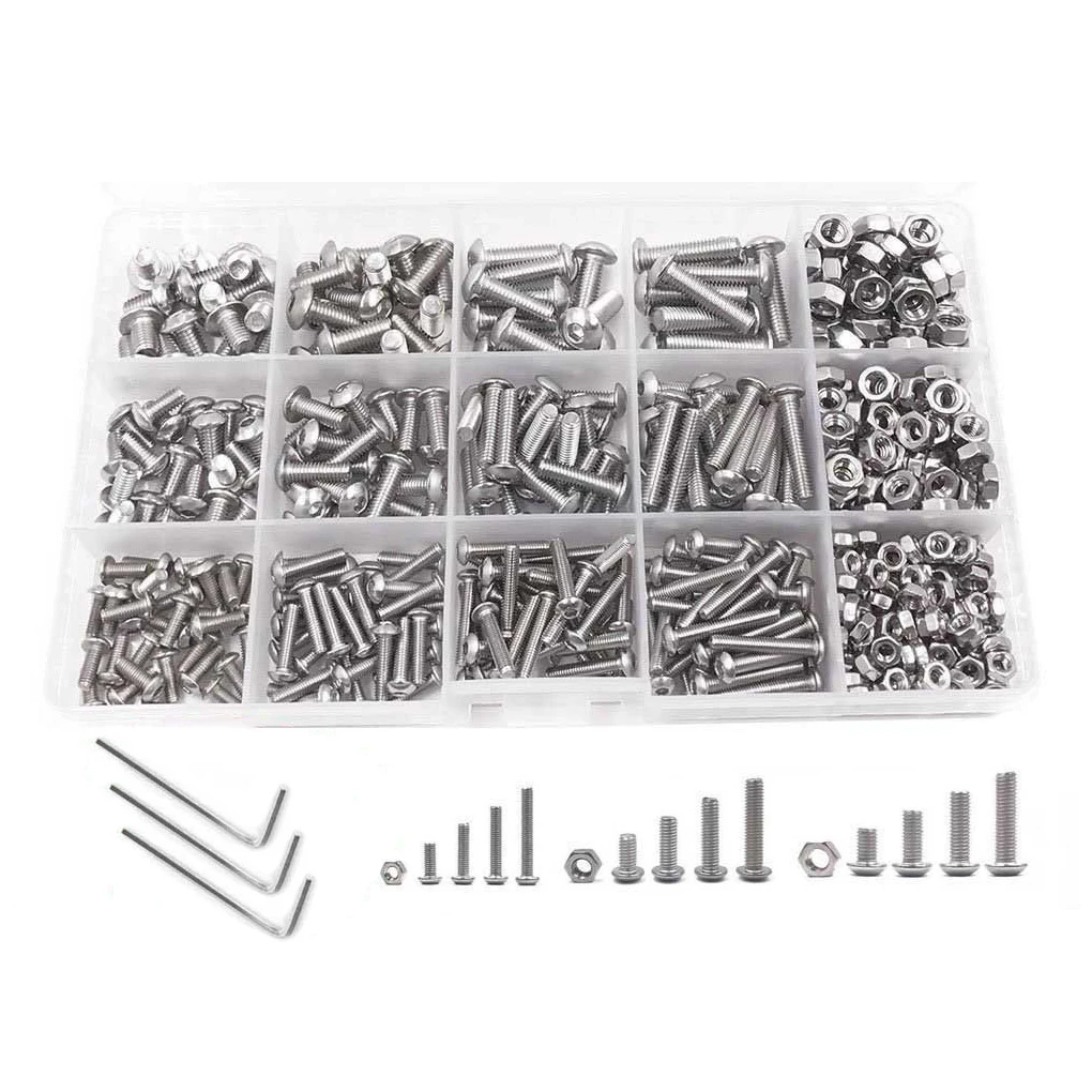 

500 Pieces Screws Multi-purpose Bolts Nuts Hex Head Assorted Accessory