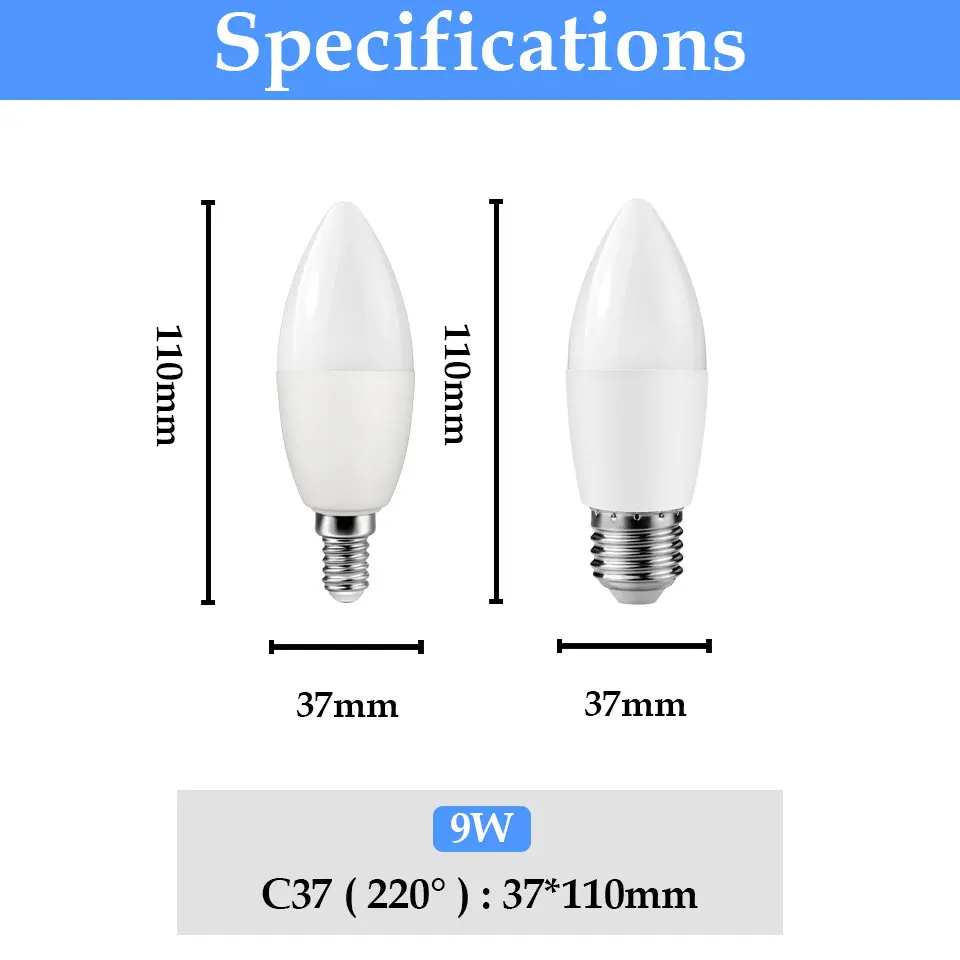 4-20Pcs LED lamp T37 C37 9W E27 E14 B22 Led Bulb Bombillas AC 220V Lamparas Lamp for Home Office Decoration Lighting for Room