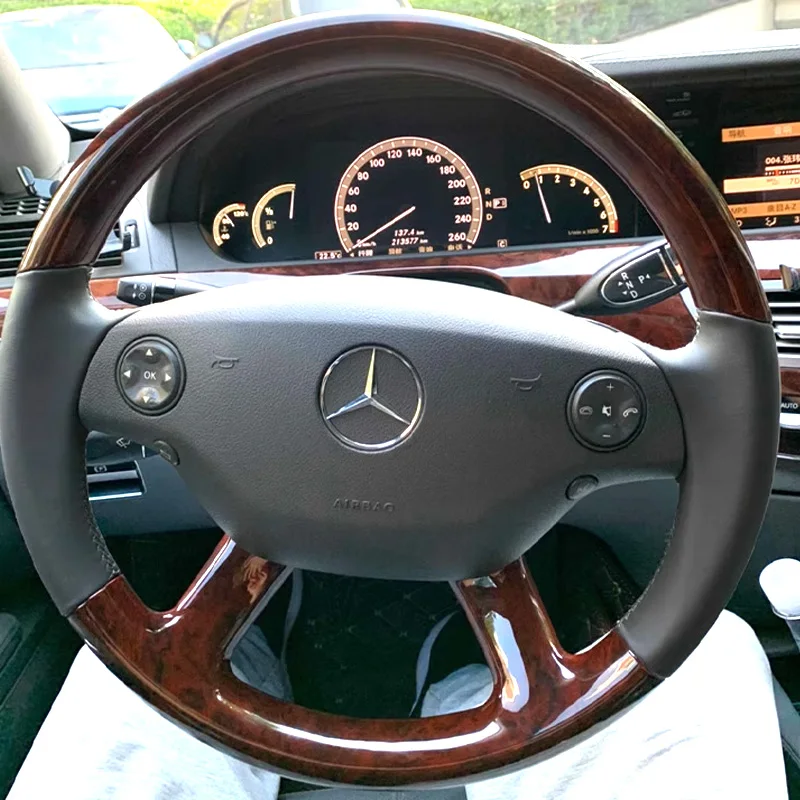 

Для Mercedes Benz S550 S600 S550 4MATIC 2007 2008 2009 DIY деревянная текстура углеродного волокна чехол на руль аксессуар