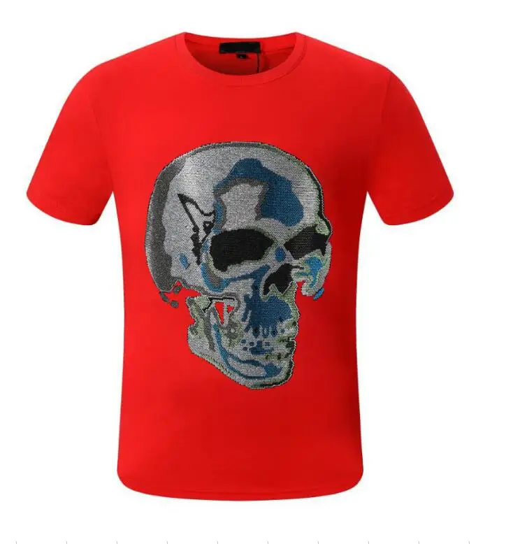

S-6XL Anime Skulls T Shirt For Men Rhinestones Dress Summer Fashion Diamonds T-Shirts Streetwear Men's Clothing