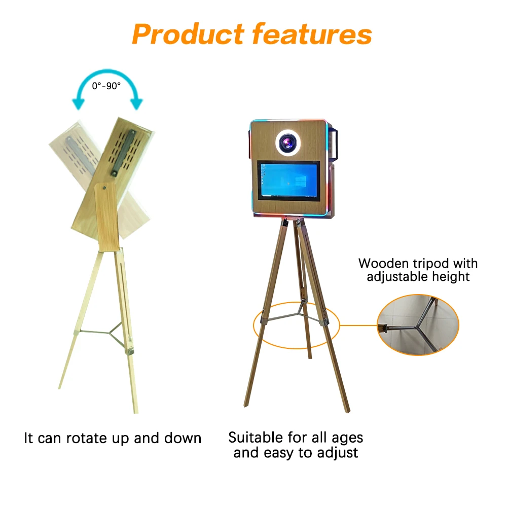 Hot Sale Wooden Photo Booth With Printer And Camera Vogue Dslr Photo Booth Shell Portable Vintage Photo Booth Kiosk