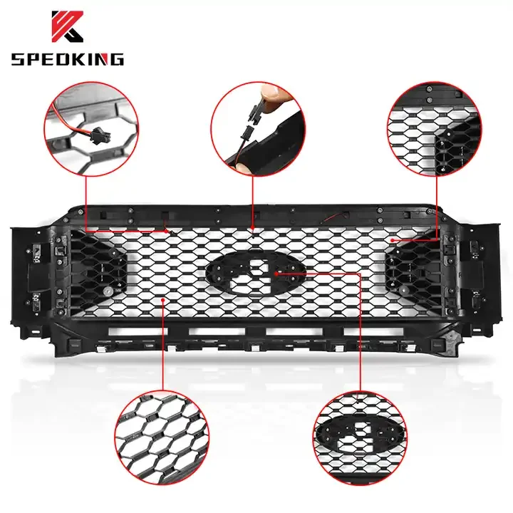 Spedking High Quality 4x4 Accessories Car Grill Front Bumper Grilles With Amber Light For Ford F150 2021+ Grilles