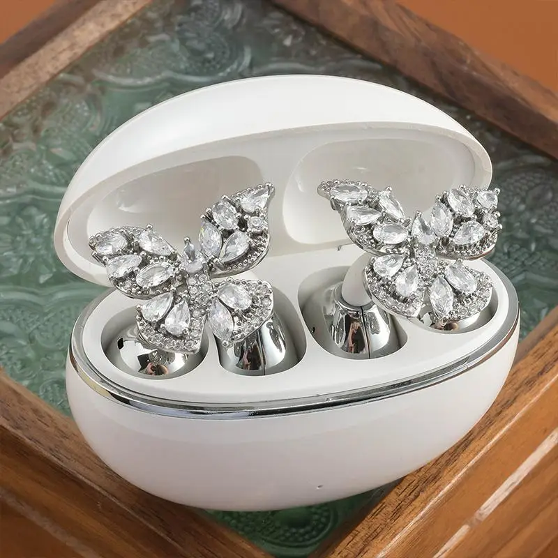 Sparkling Zircon Custom DIY Decor Accessories, Butterfly Earbud Clips