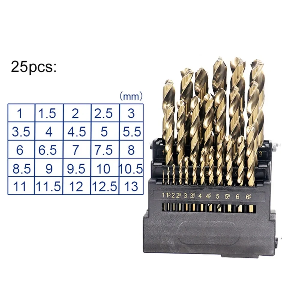 MX 25pcs HSS Twist Drill Bit Set M42 High Speed Steel 8% Cobalt Drill Bits Copper Aluminum Iron Wood Stainless Steel Metal Drill