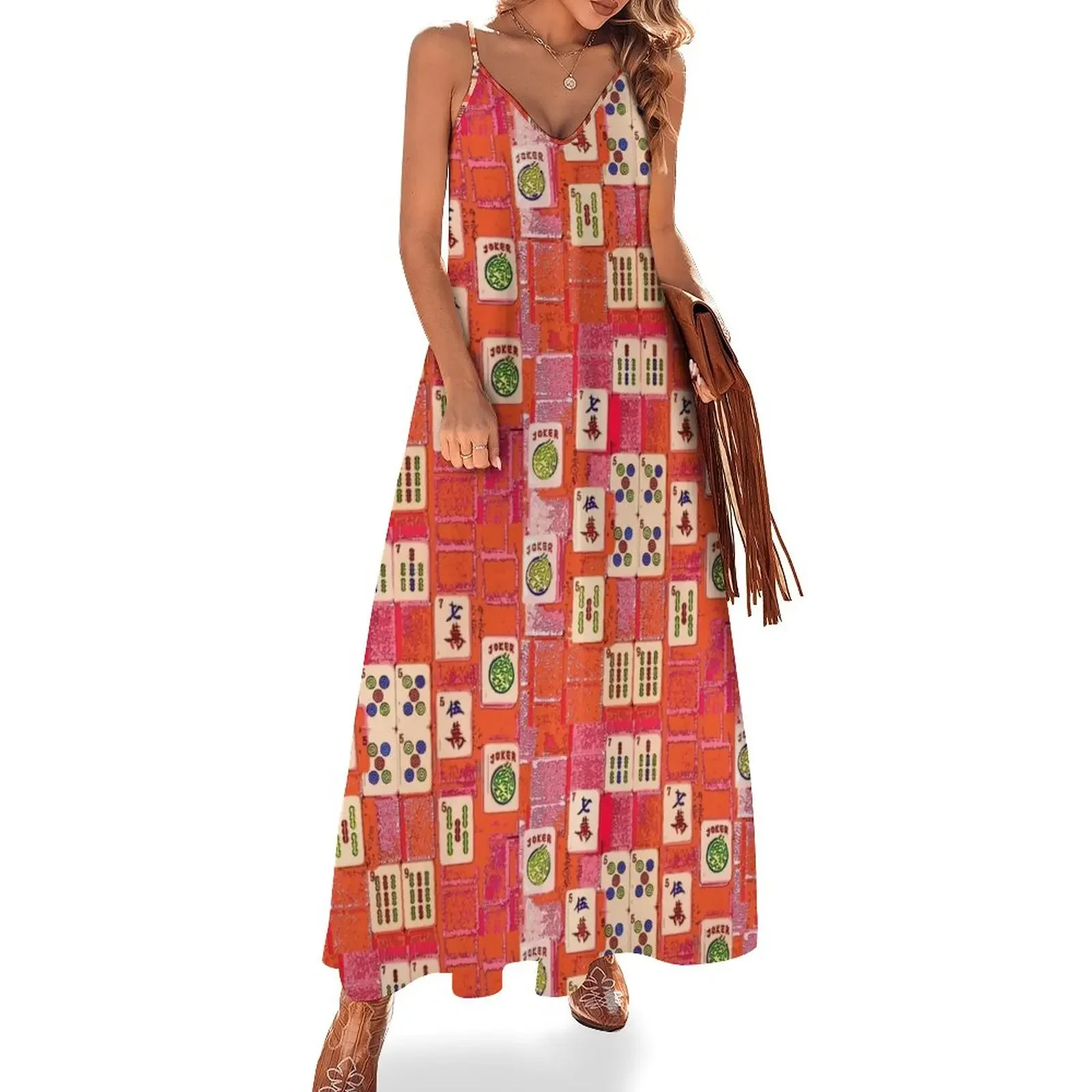 

Number 5 Mahjong Tiles Sleeveless Dress women formal occasion dresses women's elegant loose dresses Clothing female