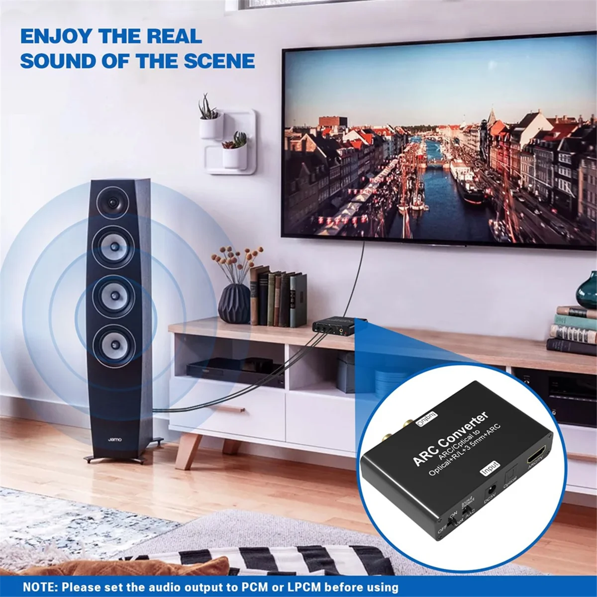 مستخرج صوت متوافق مع HDMI، 192 كيلو هرتز ARC مستخرج صوت رقمي إلى تناظري محول DAC، للتلفزيون