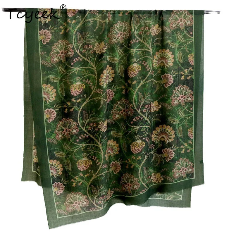 

Birdtree 100%Pure Wool Water-Soluble Flower Scarf Mom's Gift Warm Fashion Women Temperament Long Scarf 2024 Spring Fall A3D917QC