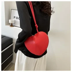 B Peach Heart Cute Personality Tide Crossbody Women's Shoulder Bag 2024 New Fashion Subshell Love Solid Color Small Shoulder Bag