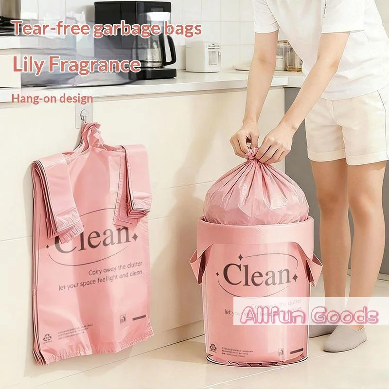 [TG835]50PCS Thickened Drawstring Trash Bags Leak Proof Tear Resistant Fit For Kitchen Bathroom Office Daily Use