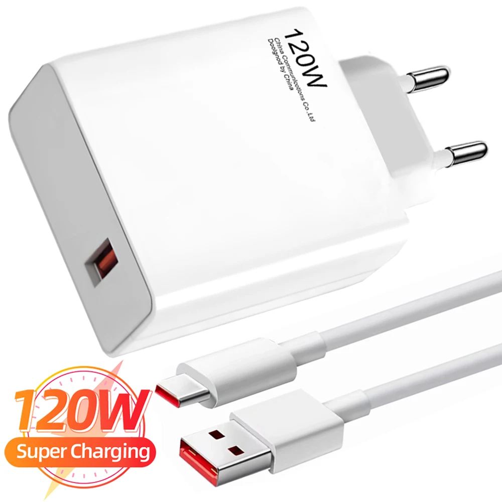 120W Super Fast Charging Cellphone Chargers Suitable for Xiaomi Mi USB Type C Wall Charger Adapter QC3.0 Quick Chargers EU/US/UK