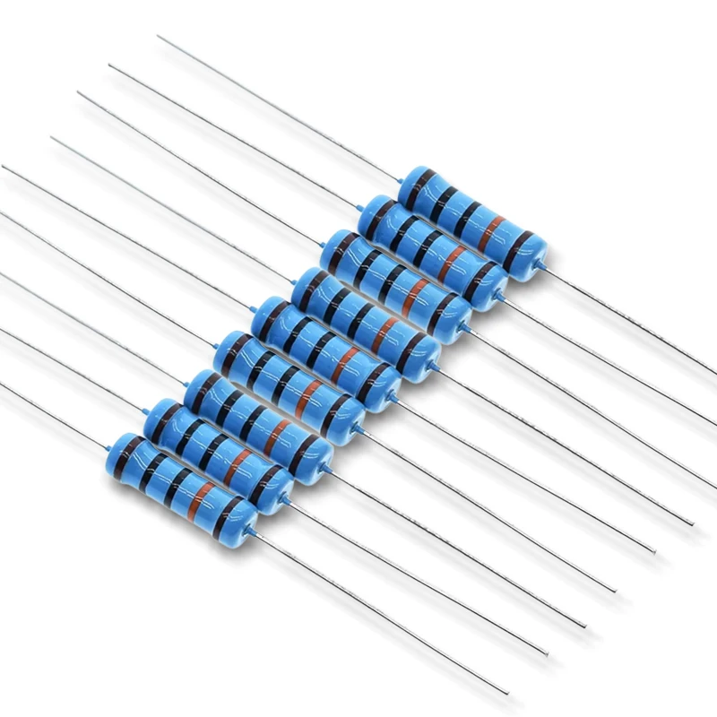 100PCS 1/4W 1/2W 1W 2W 3W  Metal Film Resistor 1R/2R/10R/20R/100R/200R/1K/2K/10K/20K/100K/200K Ohm New Resistance 1% 1R~470K