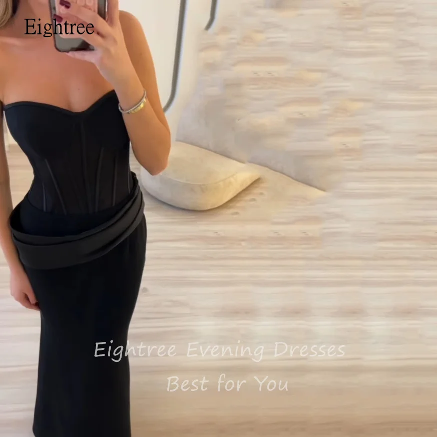 Eightree セクシーな黒の恋人ネックマーメイドウエディングドレス背中の開いたフォーマルパーティードレスイスラエル床の長さのイブニングドレスカスタマイズ