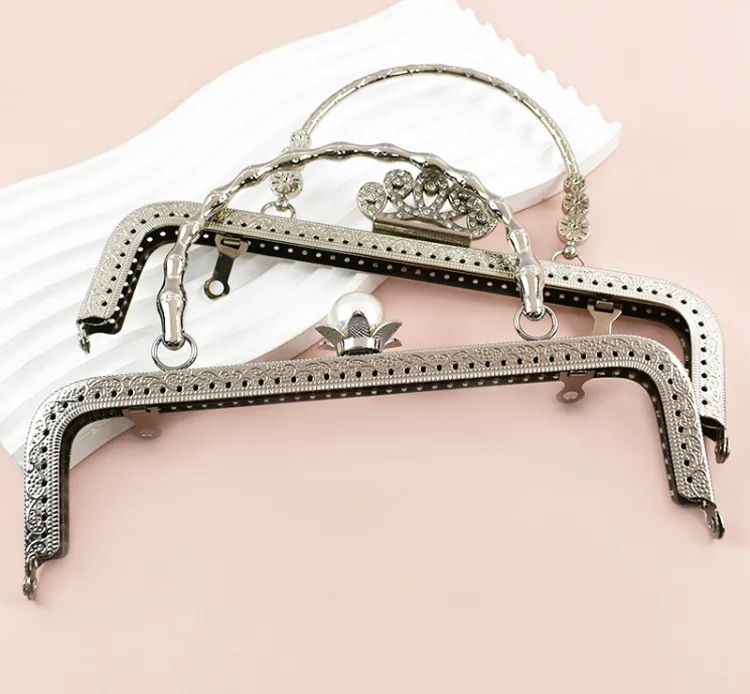1Pc Deepeel Silver Metal Bag Handles Purse Frame Women Handbag Wallet Kiss Clasp DIY Handmade Sewing Bracket Bags Accessories